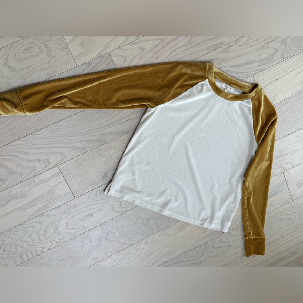 Madewell Gold and White Long Sleeve Raglan Top - XXS